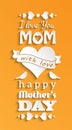 Mothers day card, white text on yellow background