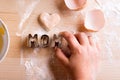 Mothers day composition. Baking cookies. Studio shot.