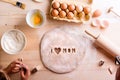 Mothers day composition. Baking cookies. Studio shot.