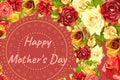 Mothers day concept illustration with roses and circles on red background Royalty Free Stock Photo