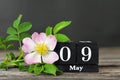 Mothers day date on wooden calendar Royalty Free Stock Photo