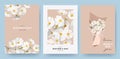 Mothers day design Set in modern art style. Greeting cards with drawn spring flowers for banner, fashion ads, poster, cover