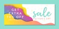 Mothers Day extra sale banner. Colorful template for business. Papercut background