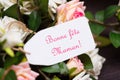 Mothers day french congratulation card with rustic roses Royalty Free Stock Photo