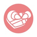 Mothers day, gift shped heart love ribbon decoration block style icon Royalty Free Stock Photo