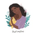 Mothers day greeting card, black african american mother hugs baby Royalty Free Stock Photo