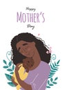 Mothers day greeting card, black african american mother hugs baby Royalty Free Stock Photo