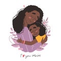 Mothers day greeting card, black african american mother hugs baby Royalty Free Stock Photo