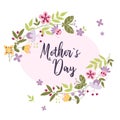 Mothers day greeting card with bright decoration