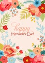 Mothers Day Greeting Card with Flowers Bouquet. Happy Mother Day Floral Banner. Best Mom Poster, Flyer Spring Celebration Design Royalty Free Stock Photo