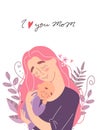 Mothers day greeting card, mother hugs baby Royalty Free Stock Photo