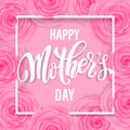 Mothers Day greeting card with pink red floral pattern.