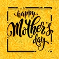 Mothers Day greeting card with yellow floral pattern. Royalty Free Stock Photo