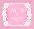 Mothers Day Greeting and Invitation with Soft Flowers. Cute Card Design Template for Birthday, Anniversary, Wedding Royalty Free Stock Photo