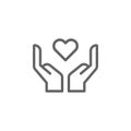 Mothers day hands with heart outline icon. Element of mothers day illustration icon. Signs and symbols can be used for web, logo,