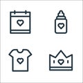 Mothers day line icons. linear set. quality vector line set such as crown, shirt, feeding bottle
