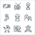 mothers day line icons. linear set. quality vector line set such as baby, drawing, baby stroller, penguin, mother, woman, husband