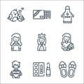 mothers day line icons. linear set. quality vector line set such as flat shoes, eyeshadow, little boy, mother, queen, mother, Royalty Free Stock Photo