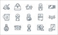 Mothers day line icons. linear set. quality vector line set such as greeting card, husband, mom, drawing, scrapbook, mug, book,