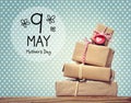 Mothers Day message with gift boxes Royalty Free Stock Photo