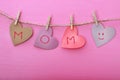 Mothers day message on paper hearts Royalty Free Stock Photo