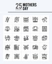 25 Mothers day Outline icons Pack vector illustration