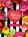 Mothers day poster card decorated with flowers and hart