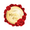 Mothers day Red rose flowers circle frame design element vector illustration