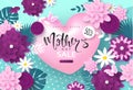 Mothers day sale banner.Background with blossom flowers, heart,butterflies and lettering. Vector illustration for Royalty Free Stock Photo