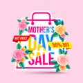 Mothers Day Sale 50% Discount with beautiful flower for Banners