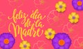 Mothers Day in Spanish with yellow, blue flower in gold blooming pattern banner and spanish text Feliz dia de la Madre. Design tem Royalty Free Stock Photo