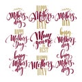 Mothers Day vector greeting card calligraphy lettering template. Vector illustration