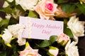 Mothers day violet card with rustic roses Royalty Free Stock Photo