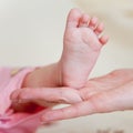 Mothers hand and the Baby`s Feet Royalty Free Stock Photo