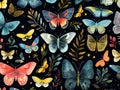 Moths seamless pattern Made With Generative AI illustration