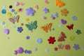 Moths Stars flowers on a yellow background spring summer applique