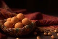 Motichoor Ladoo Indian sweets pattern close, ai generation
