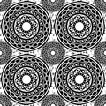 Black and white barbaric circle wheel tribal chain tattoo seamless pattern background