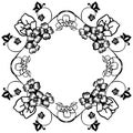 Motif design sketch of flower frame, with color black white, for beauty of card. Vector