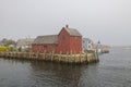 Rockport harbor in a foggy day, Massachusetts, USA Royalty Free Stock Photo