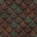 Seamless rusted metal texture of fish scales, 3d illustration