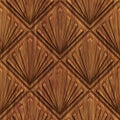 Carved pattern on wood background seamless texture, 3d illustration