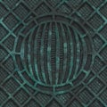 Copper seamless texture with geometric pattern on a oxide metallic background, 3d illustration