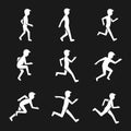 Motion activity figure icons. Human actions like walking and running, jumping and movement vector signs