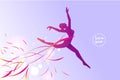 The motion of ballet. silhouette of a jumping girl