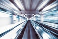 Motion blur abstract background, fast moving walkway or travelator in airport terminal transit zoom effect. Transportation concept Royalty Free Stock Photo