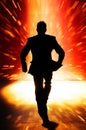 Motion blur of a action businessman running away Royalty Free Stock Photo