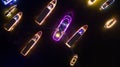 Motion blur aerial view cruise ship at night in Chao Phraya River, Passenger cruise ship vessel, bangkok, Thailand