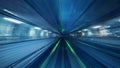 Motion blur of Automatic train moving inside tunnel in Tokyo, Japan. Royalty Free Stock Photo