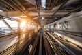 Motion blur of Automatic train moving inside tunnel in Tokyo.